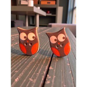 Mini Owl Earrings – Brown & Red – 1" Craft Embellishments – Set of Cute Woodland